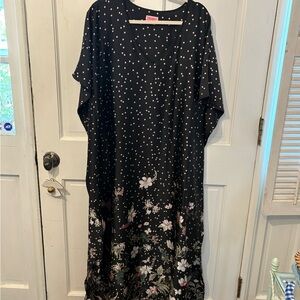 Kate Spade Black and Pink Polka Dot Kaftan/cover up/ dress/ night gown